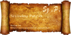 Szilvásy Patrik névjegykártya