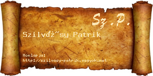 Szilvásy Patrik névjegykártya